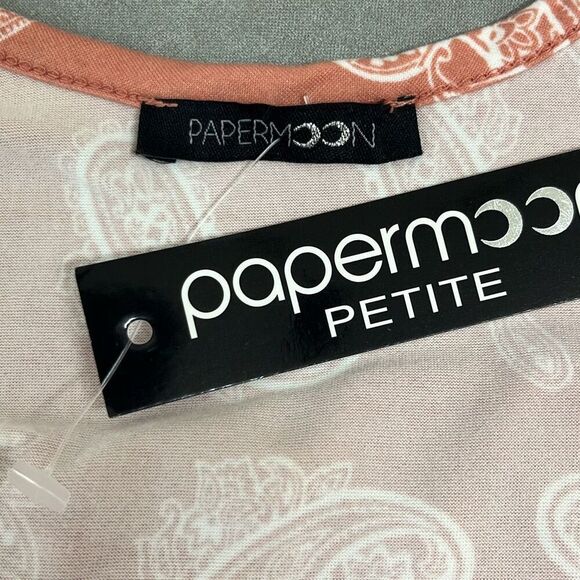 Papermoon Paisley Print Tank Top Orange Strappy Back Medium Petite NWT Boho - Picture 6 of 9